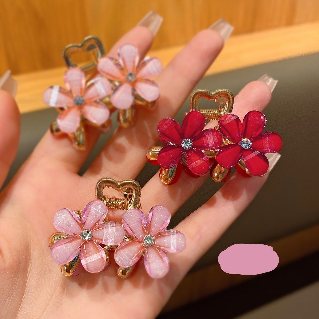 حباسة شعر معدن مع كريستال 🌸
