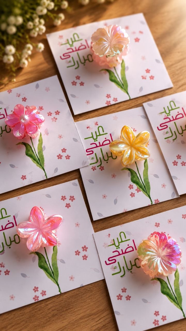 كرت معايدة مع حباسة شعر ناعمة للبنوتات